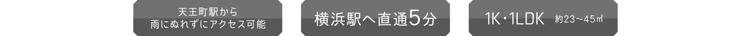 天王町から雨に濡れずにアクセス可能／横浜へ直通5分／1K・1LDK 約23-45㎡